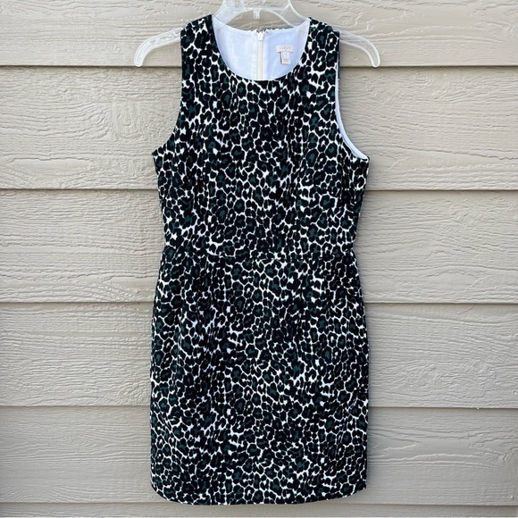 J. Crew Factory Dresses & Skirts - J. Crew Black Green Leopard Cheetah Animal Print Sheath Dress 2‎ Excellent